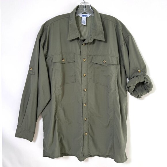 Campmor Green Vented Nylon Mesh Fishing Hiking Outdoor Shirt Mens sz X - Large - Picture 1 of 11